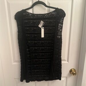 Olivaceous Black Floral Lace Vest